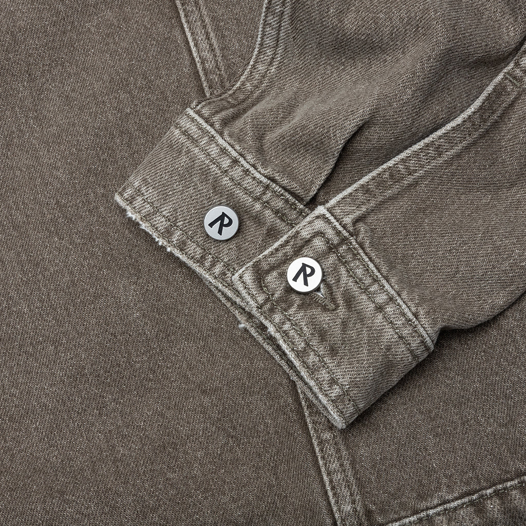 Collared Denim Jacket - Washed Olive