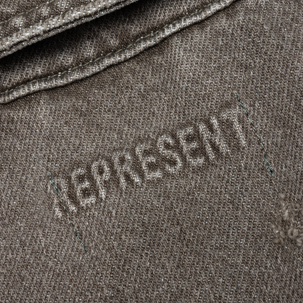 Collared Denim Jacket - Washed Olive