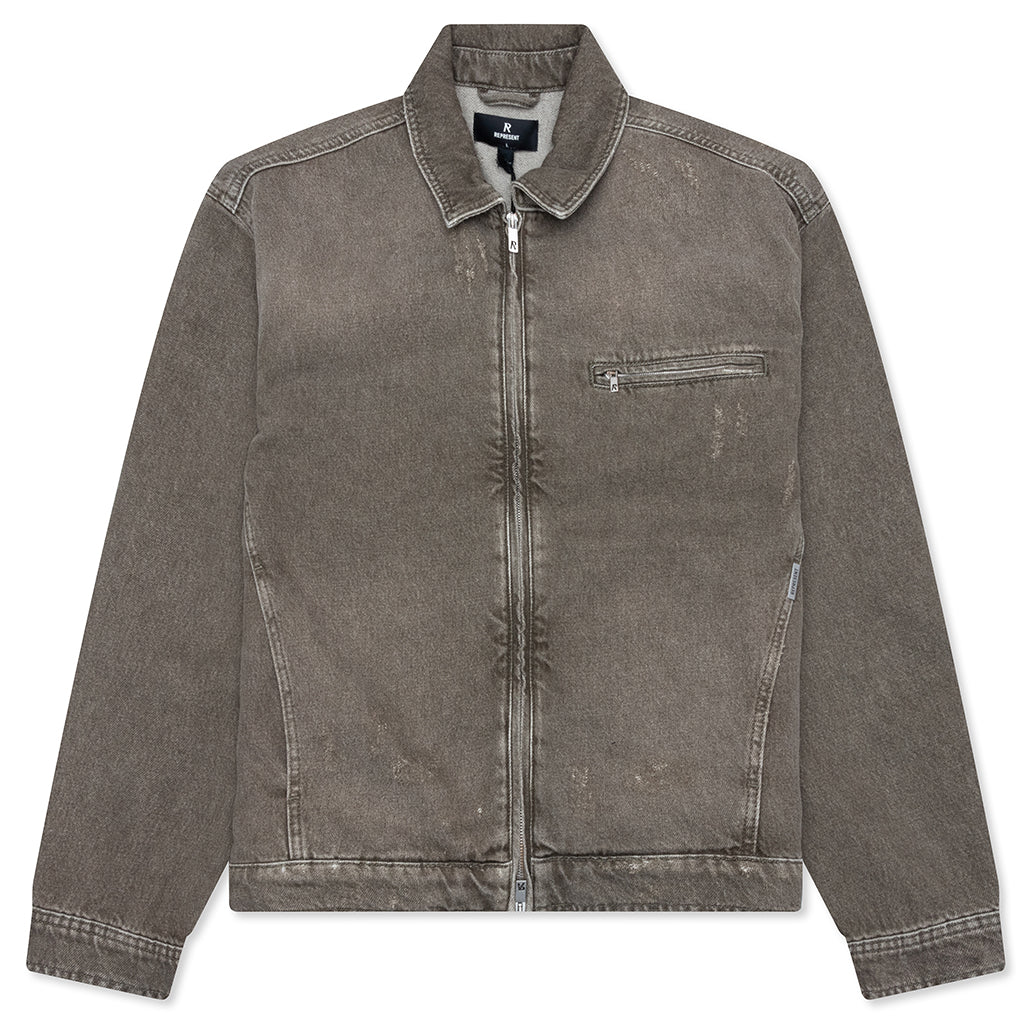 Collared Denim Jacket - Washed Olive