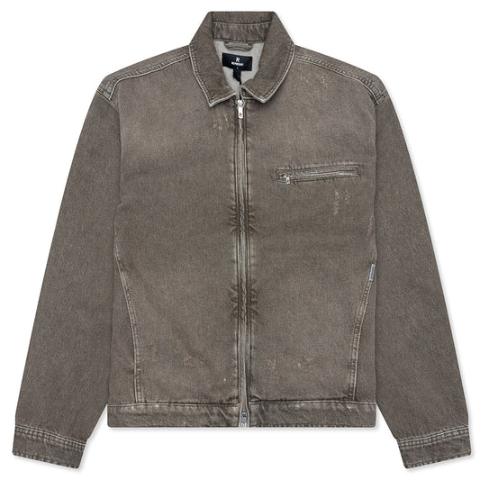 Collared Denim Jacket - Washed Olive