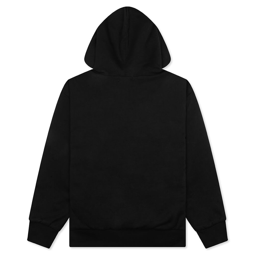 College Puffy Relaxed Fit Pullover Hoodie - Black