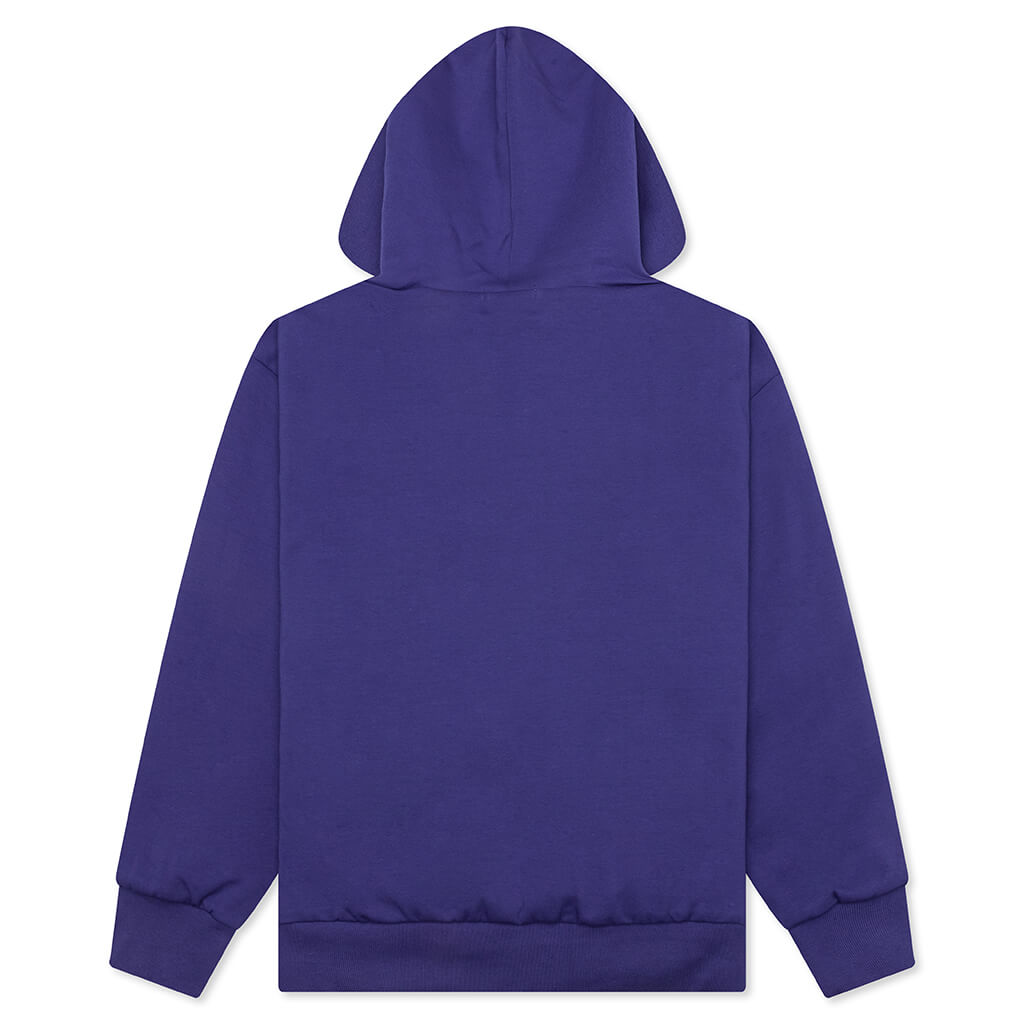 College Puffy Relaxed Fit Pullover Hoodie - Blue