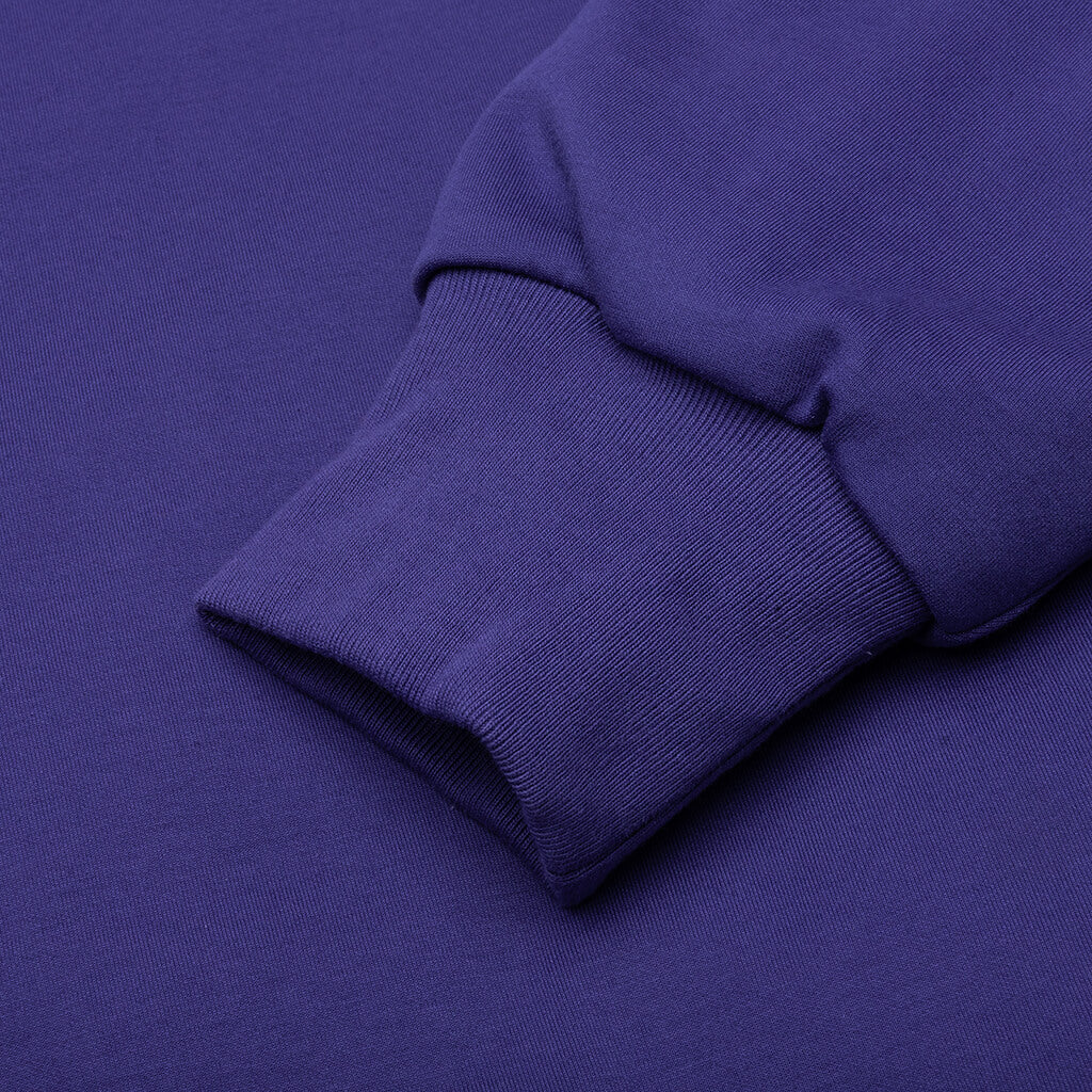 College Puffy Relaxed Fit Pullover Hoodie - Blue