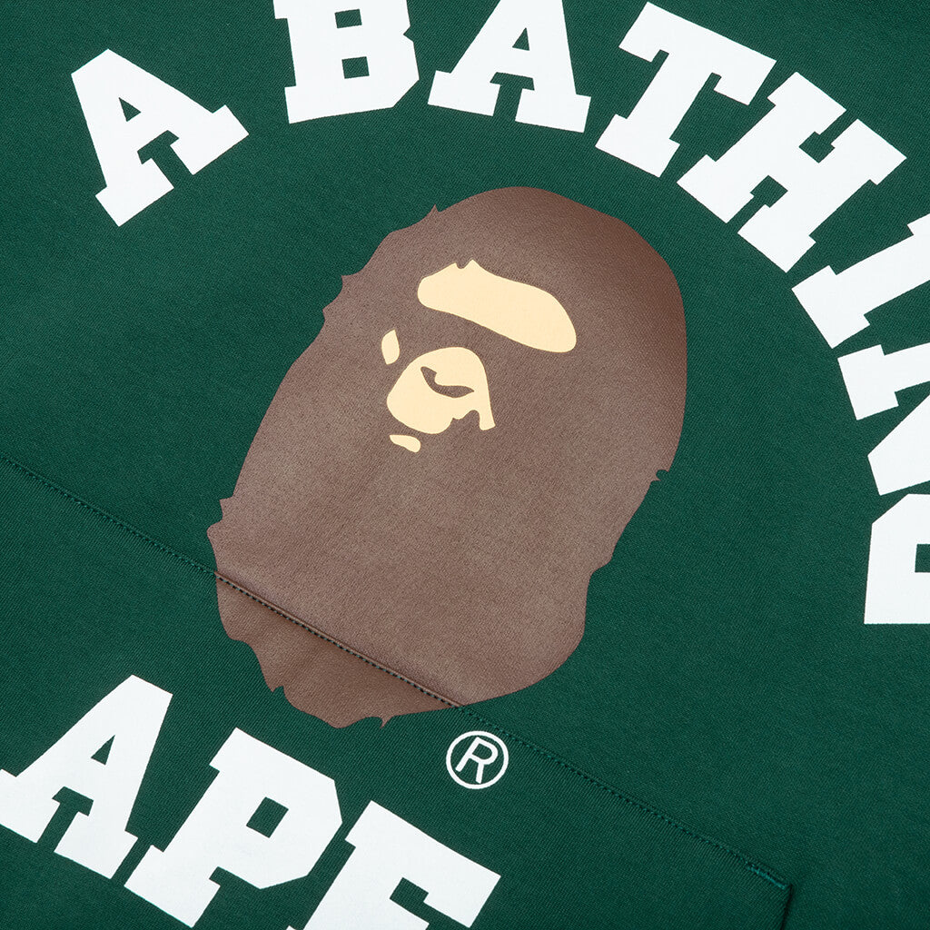 College Puffy Relaxed Fit Pullover Hoodie - Green