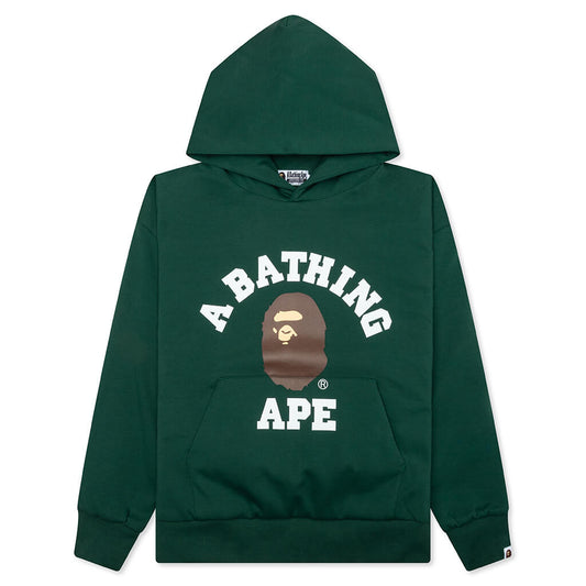 College Puffy Relaxed Fit Pullover Hoodie - Green