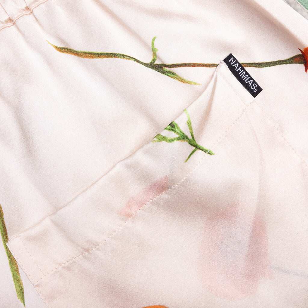 Color Block Silk Shorts - Poppy Ivory