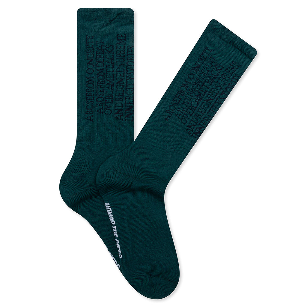 Concrete Rose Ribbed Sock - Green
