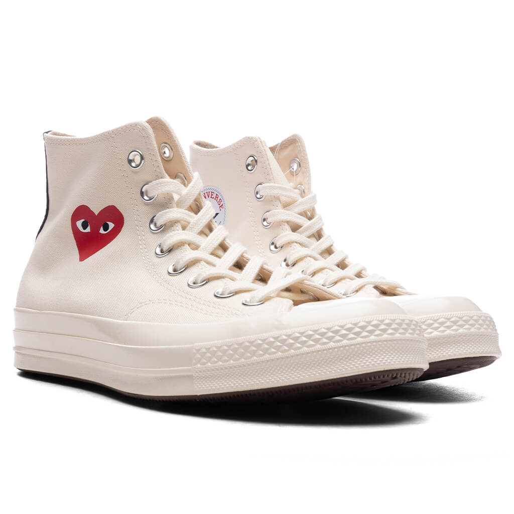 Converse x Comme Des Garcons PLAY All Star Chuck '70 Hi Small Red Heart - White