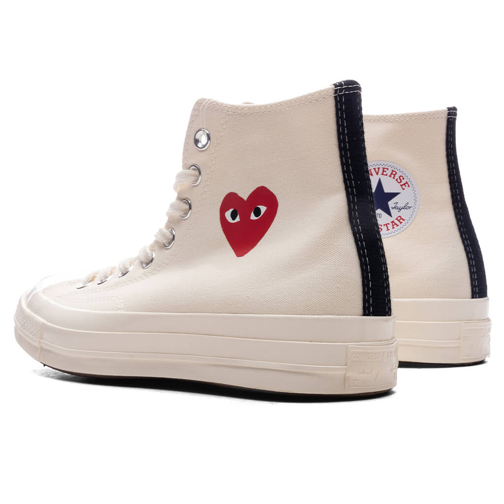 Converse x Comme Des Garcons PLAY All Star Chuck '70 Hi Small Red Heart - White