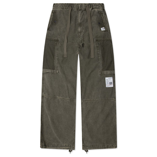Cotton Satin Cargo Trousers - Dark Green
