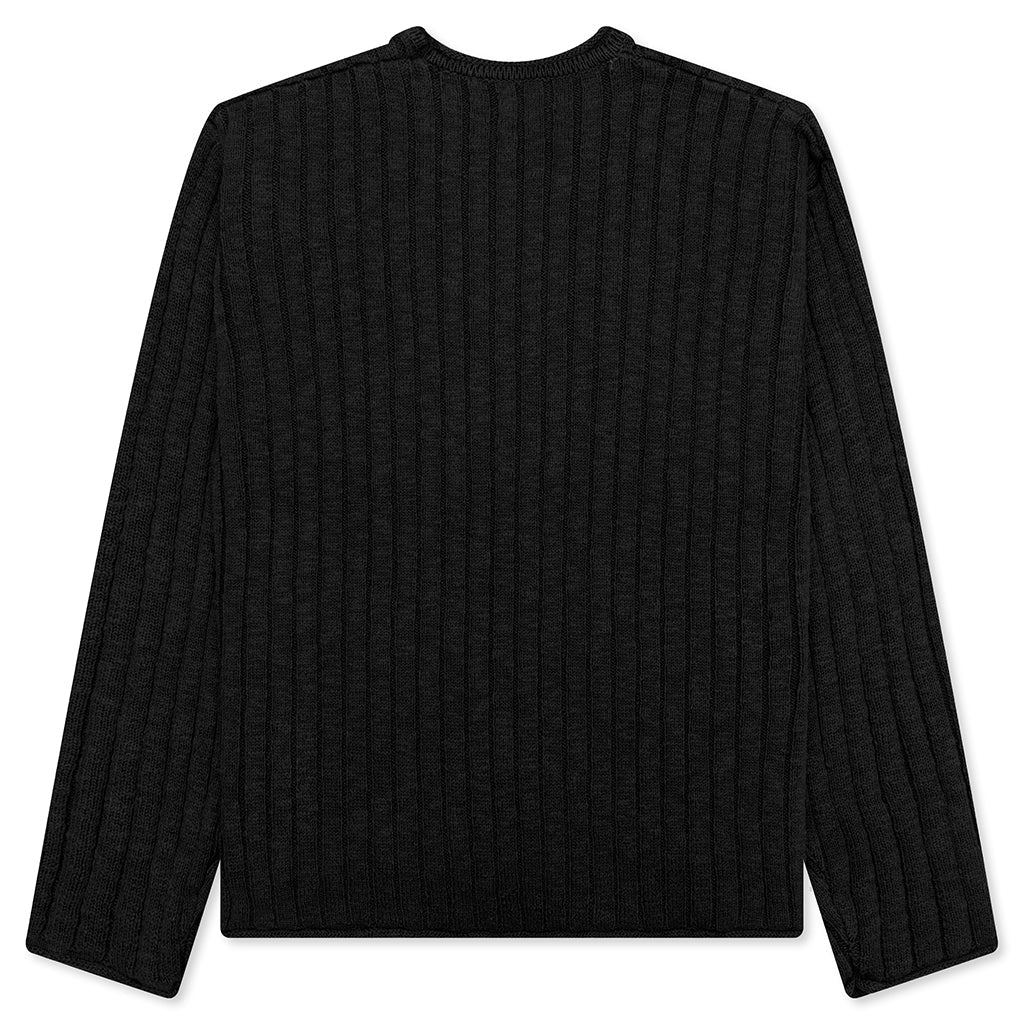 Cotton Slub Rib Crew - Black