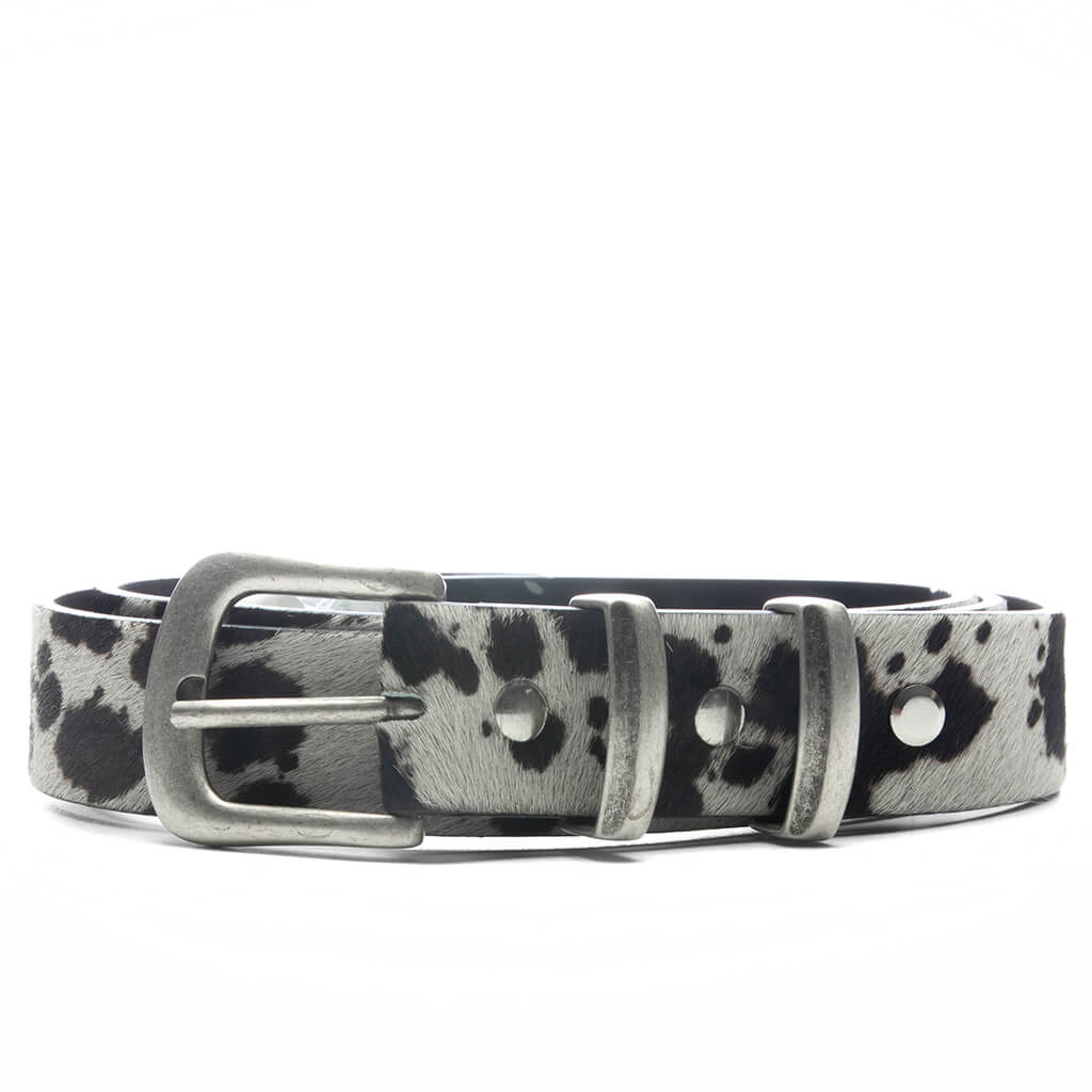 Cow Hide Rodeo Belt - Flat White/Jet Black