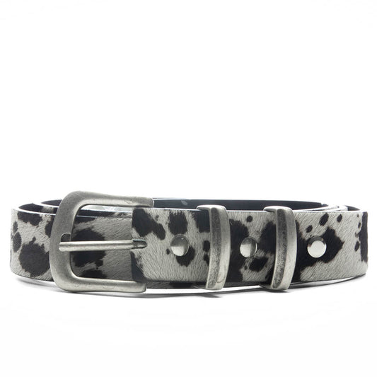 Cow Hide Rodeo Belt - Flat White/Jet Black