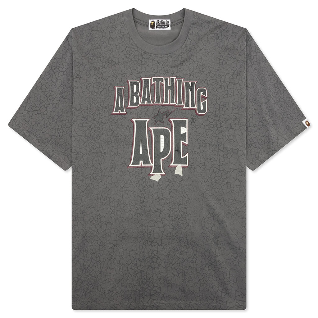 Crack Print Pattern Logo Relaxed Fit Tee - Black