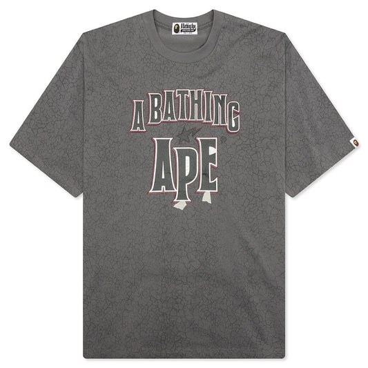 Crack Print Pattern Logo Relaxed Fit Tee - Black