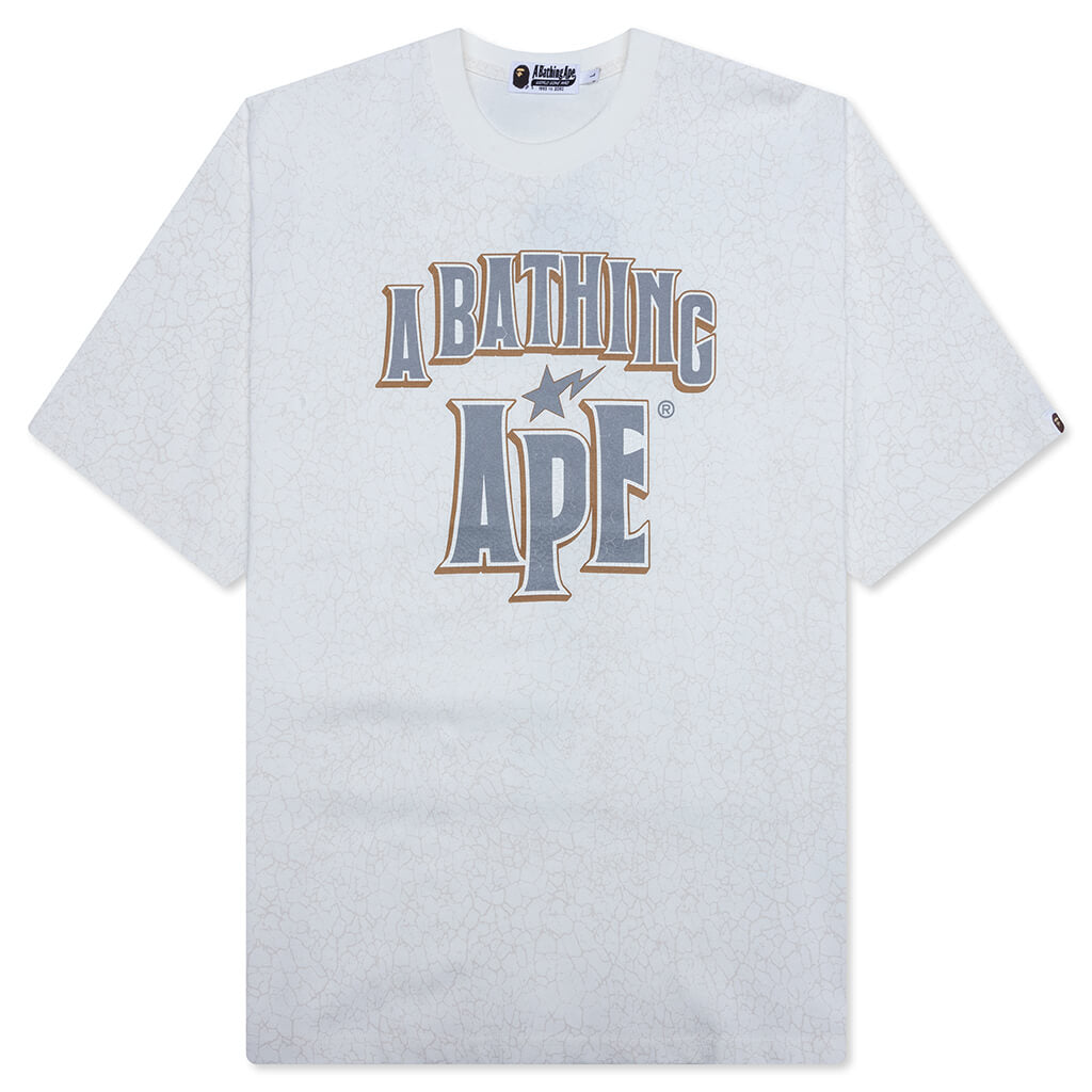 Crack Print Pattern Logo Relaxed Fit Tee - White