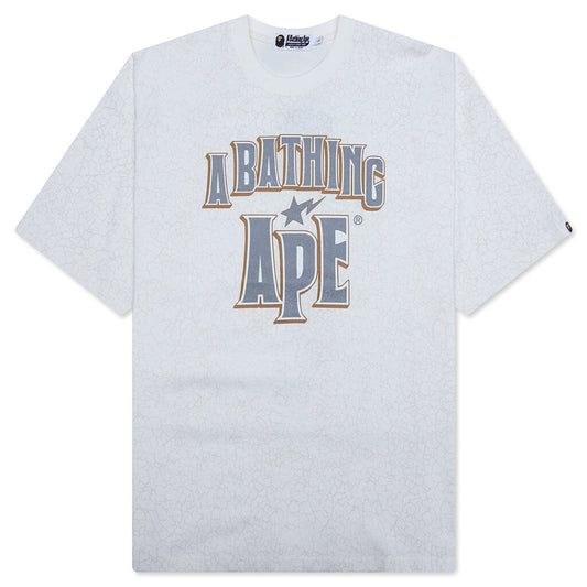 Crack Print Pattern Logo Relaxed Fit Tee - White