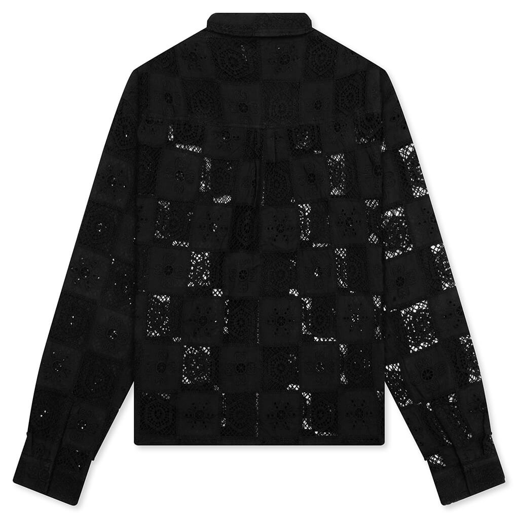 Crochet Full Zip Jacket - Black