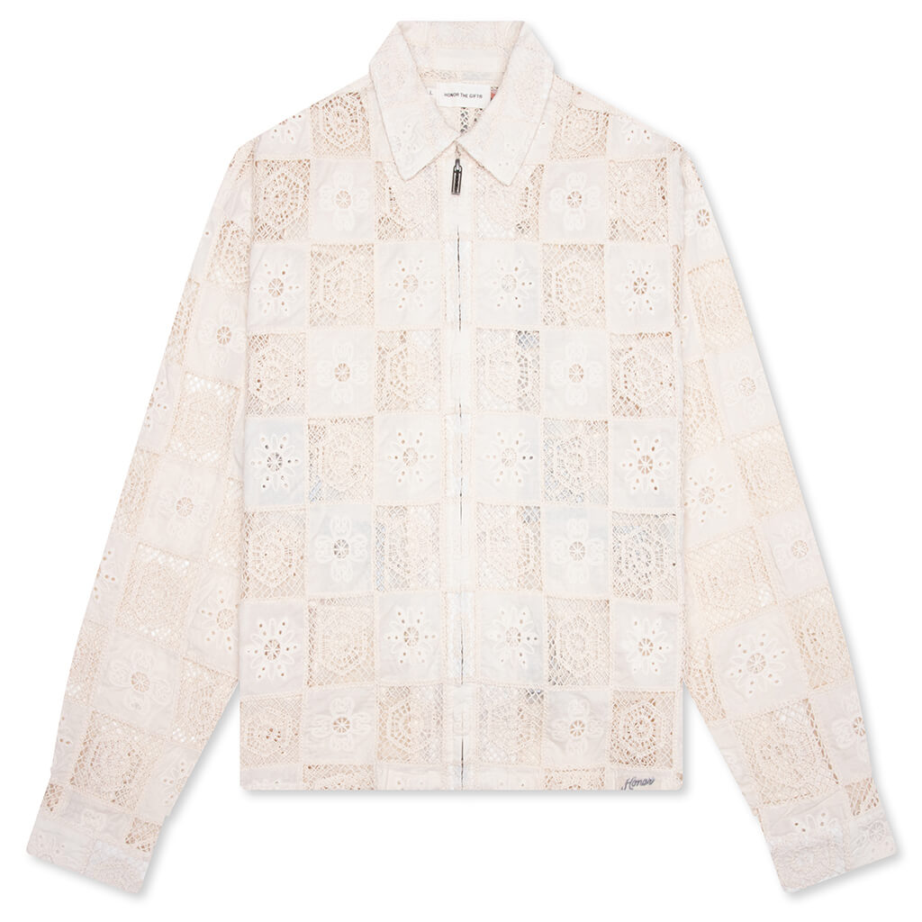 Crochet Full Zip Jacket - Bone