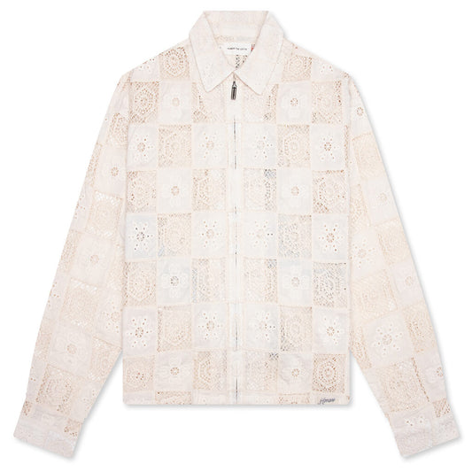 Crochet Full Zip Jacket - Bone