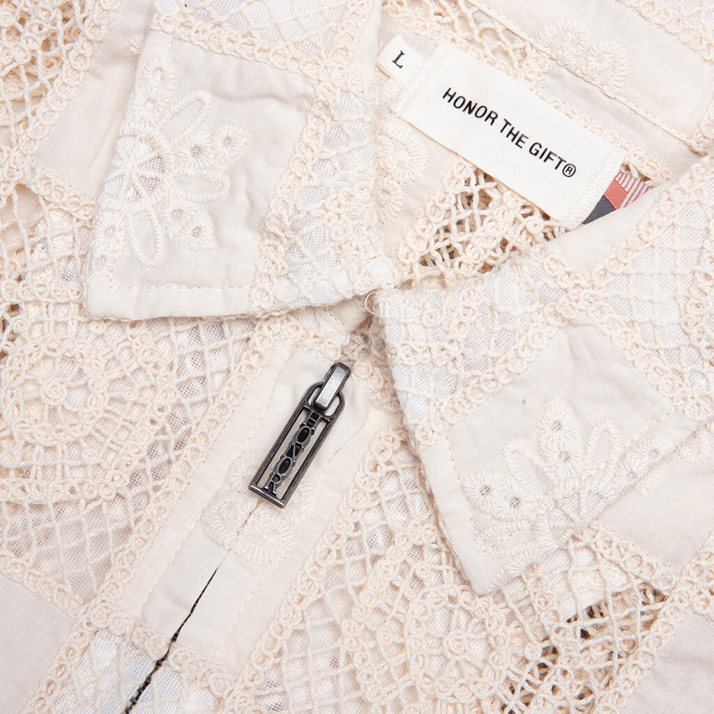 Crochet Full Zip Jacket - Bone