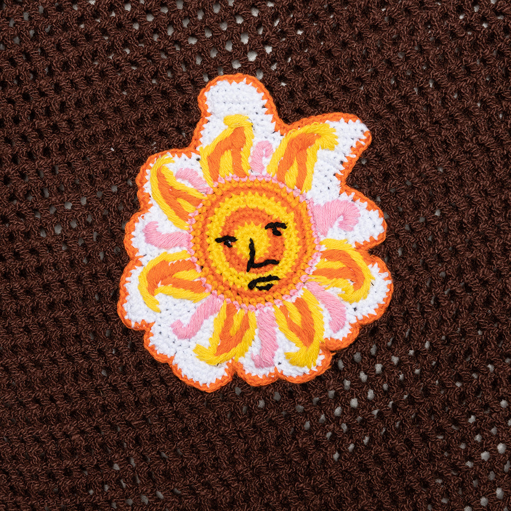 Crochet Polo with Patches - Brown
