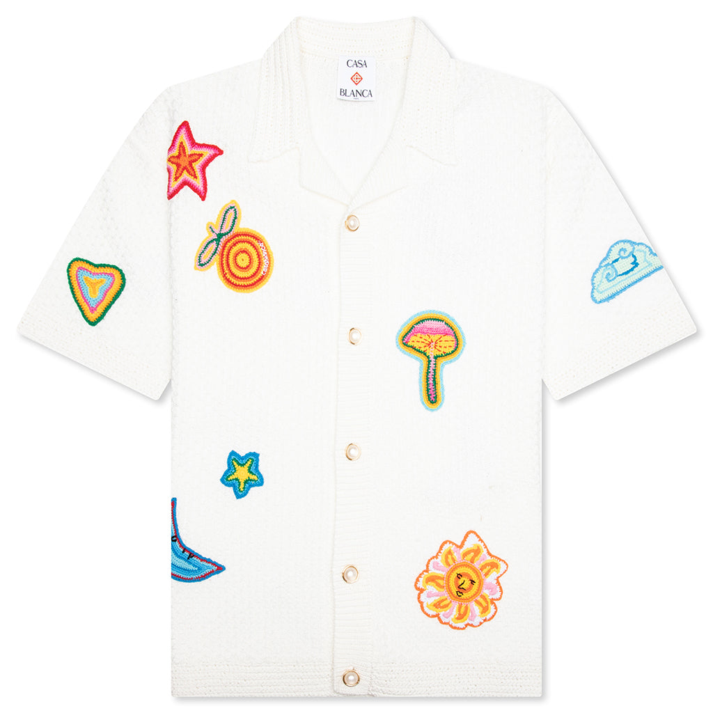 Crochet Shirt With Patches - White