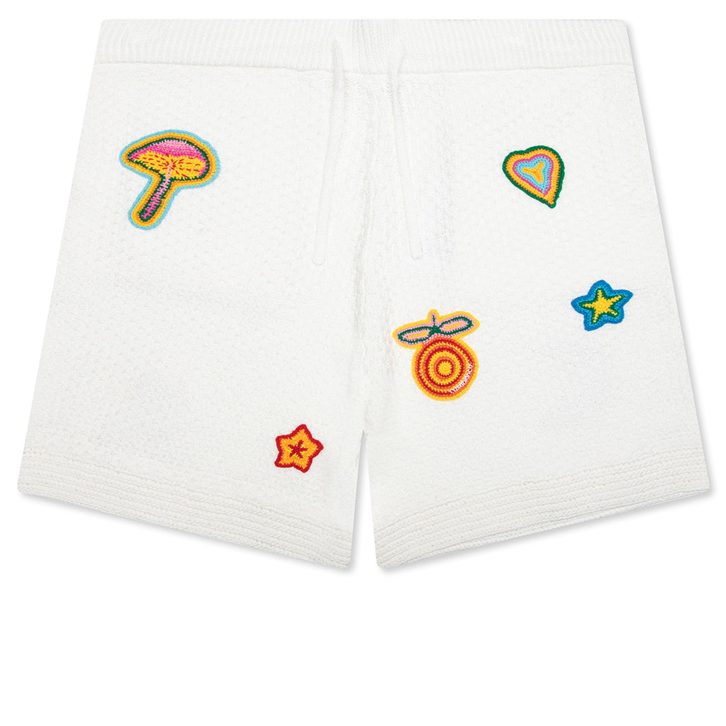 Crochet Shorts With Patches - White