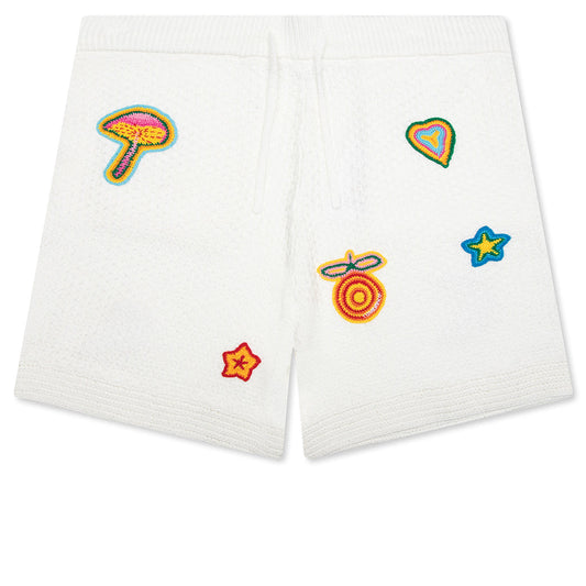 Crochet Shorts With Patches - White