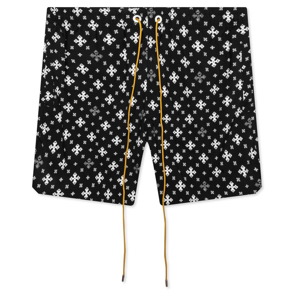Cross Bandana Swim Short - Black/White