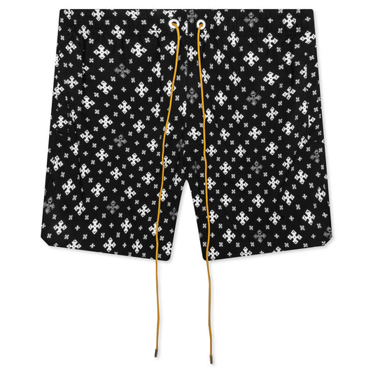 Cross Bandana Swim Short - Black/White