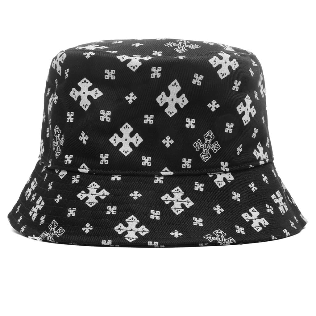 Cross Banddana Bucket Hat - Black/White