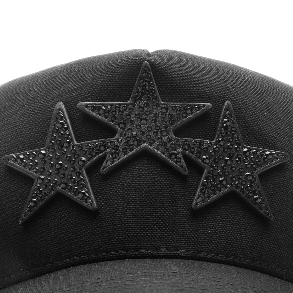 Crystal 3 Star Trucker Hat - Black/Black