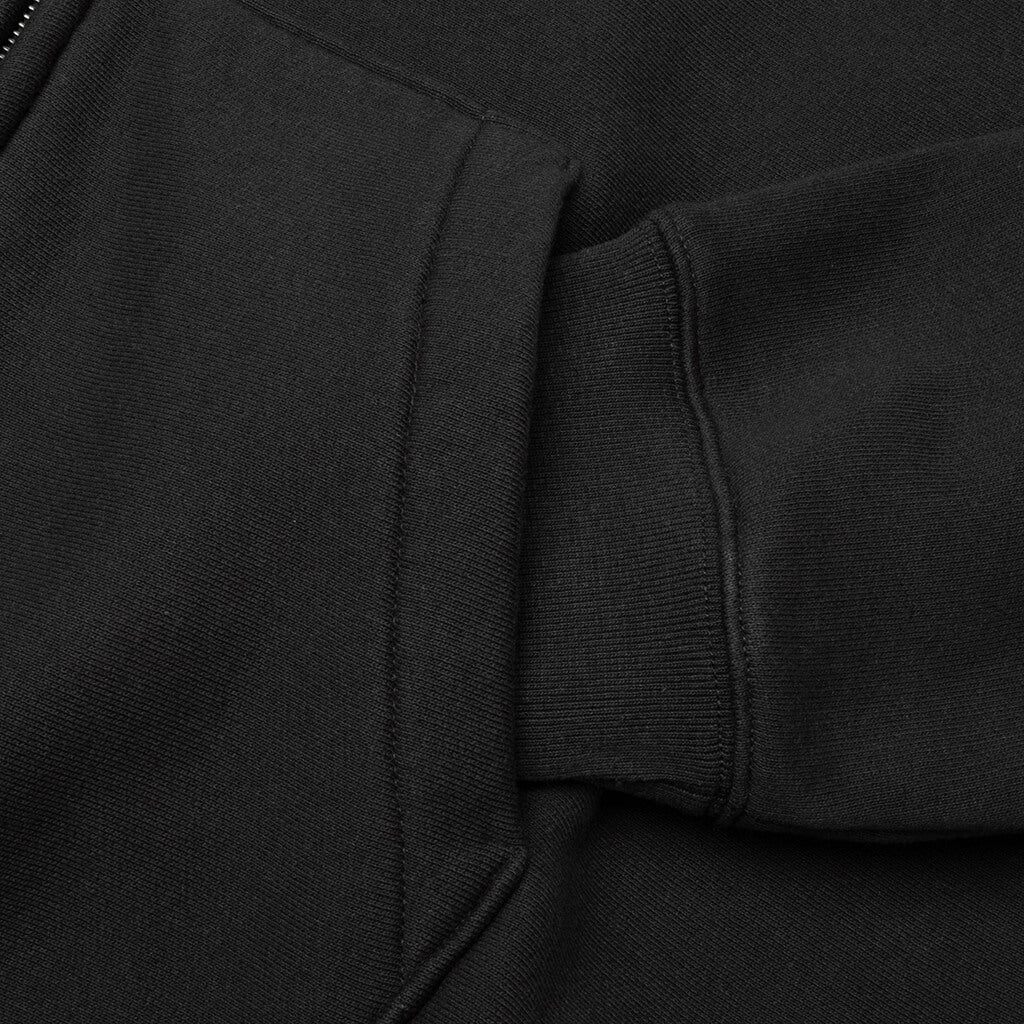 Cursive Applique Zip Hood - Black