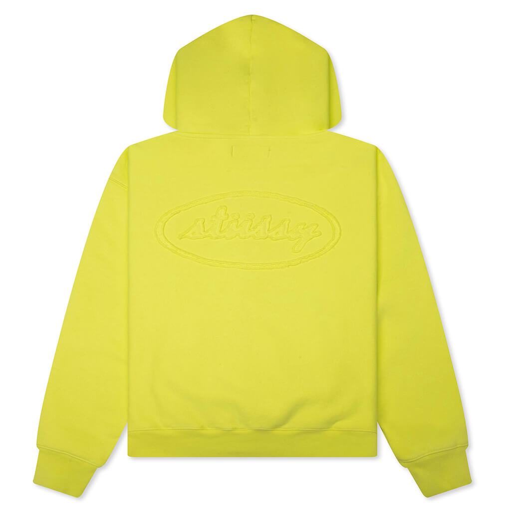 Cursive Applique Zip Hood - Lime