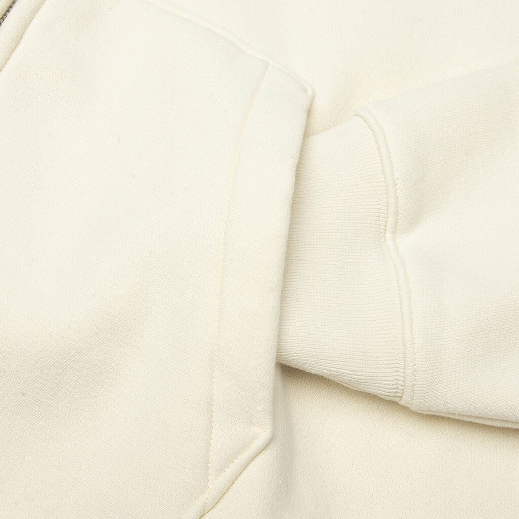 Cursive Applique Zip Hood - Natural