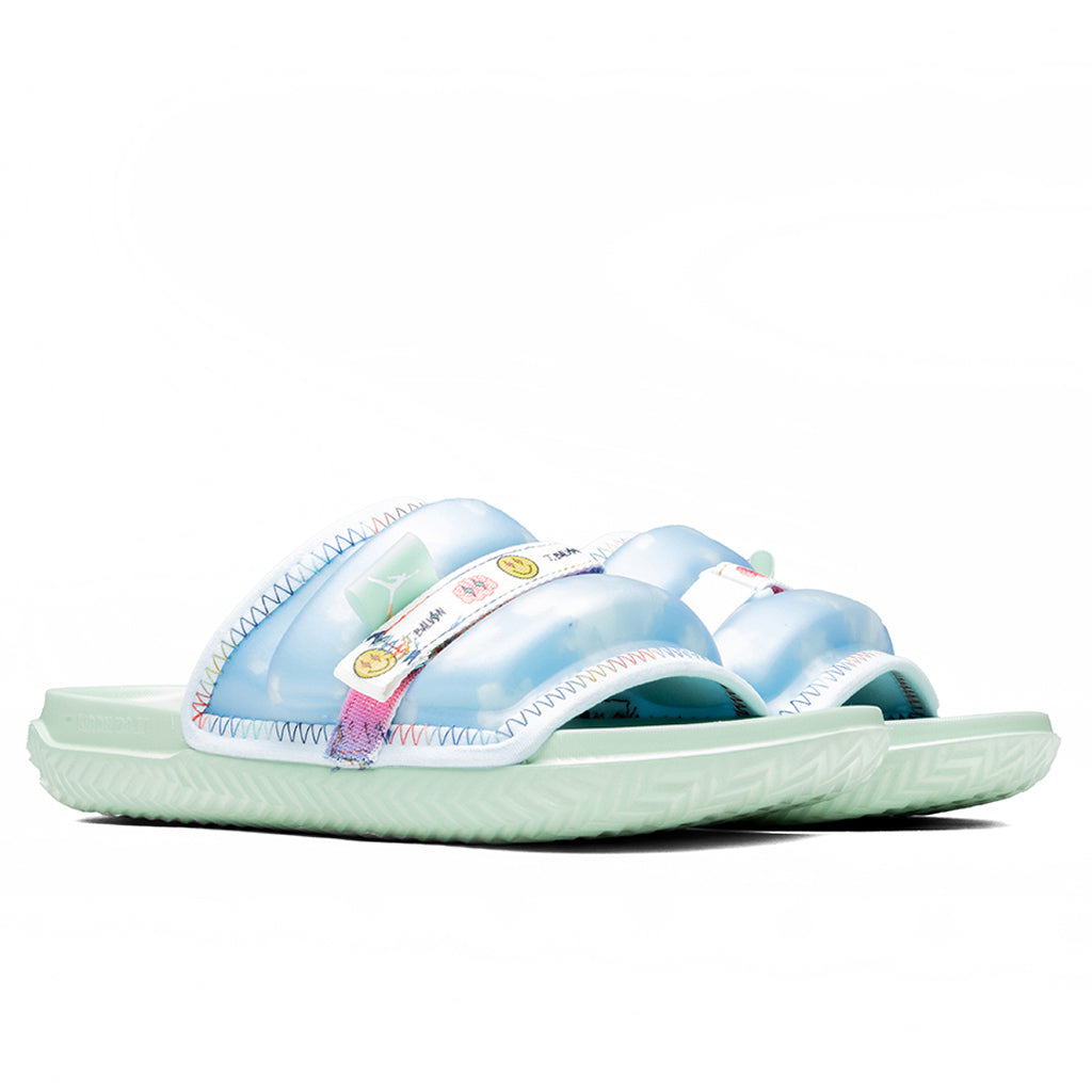 J Balvin x Super Play SP Sandals - Celestine Blue/White/Enamel Green