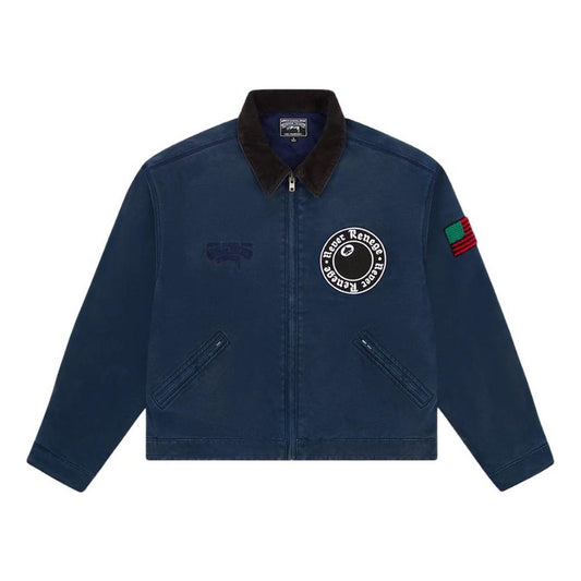 Denim Tears x Stussy Never Renege Canvas Work Jacket 'Navy Black' 315512