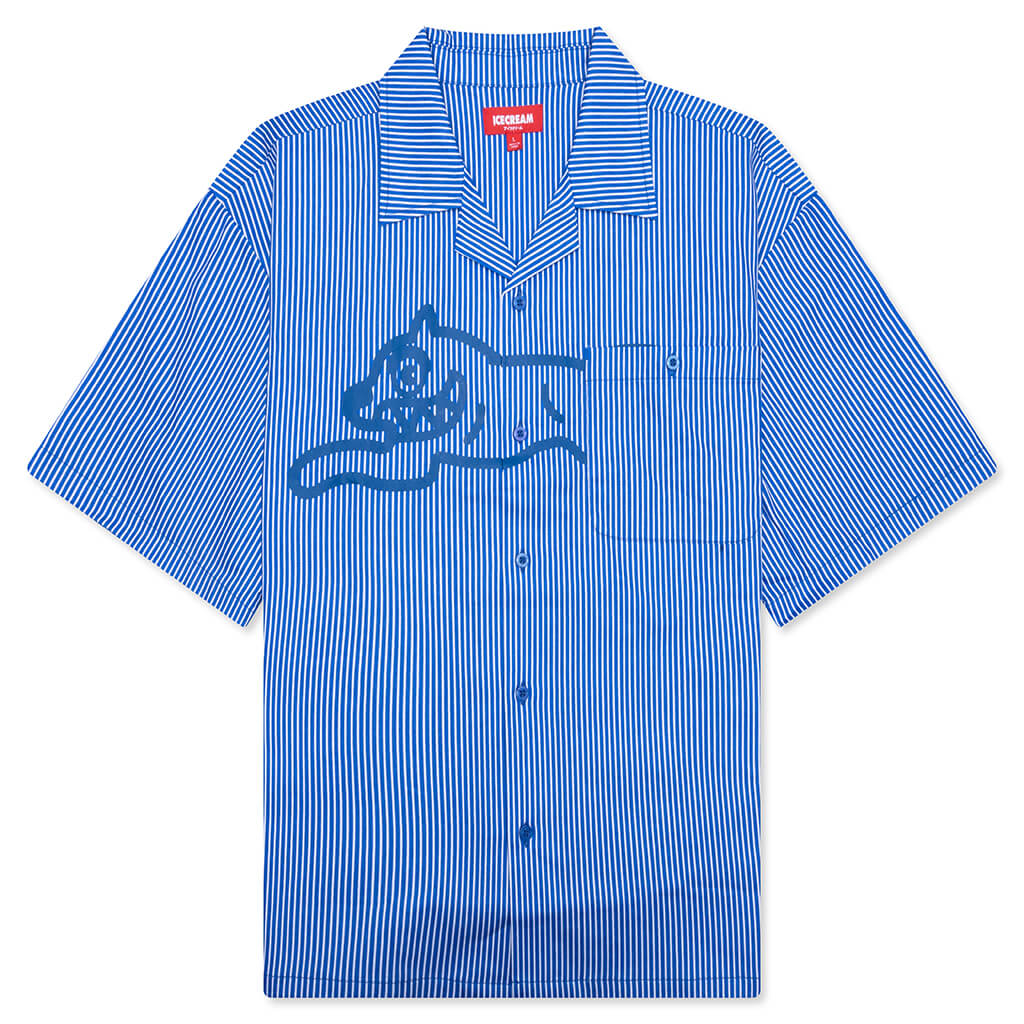 Decker S/S Woven Crop Fit Button Up - Victoria Blue