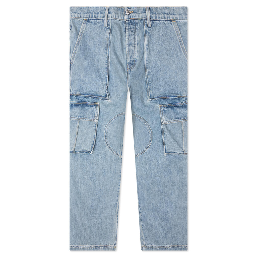 Denim Logo Cargo Pants - Light Wash