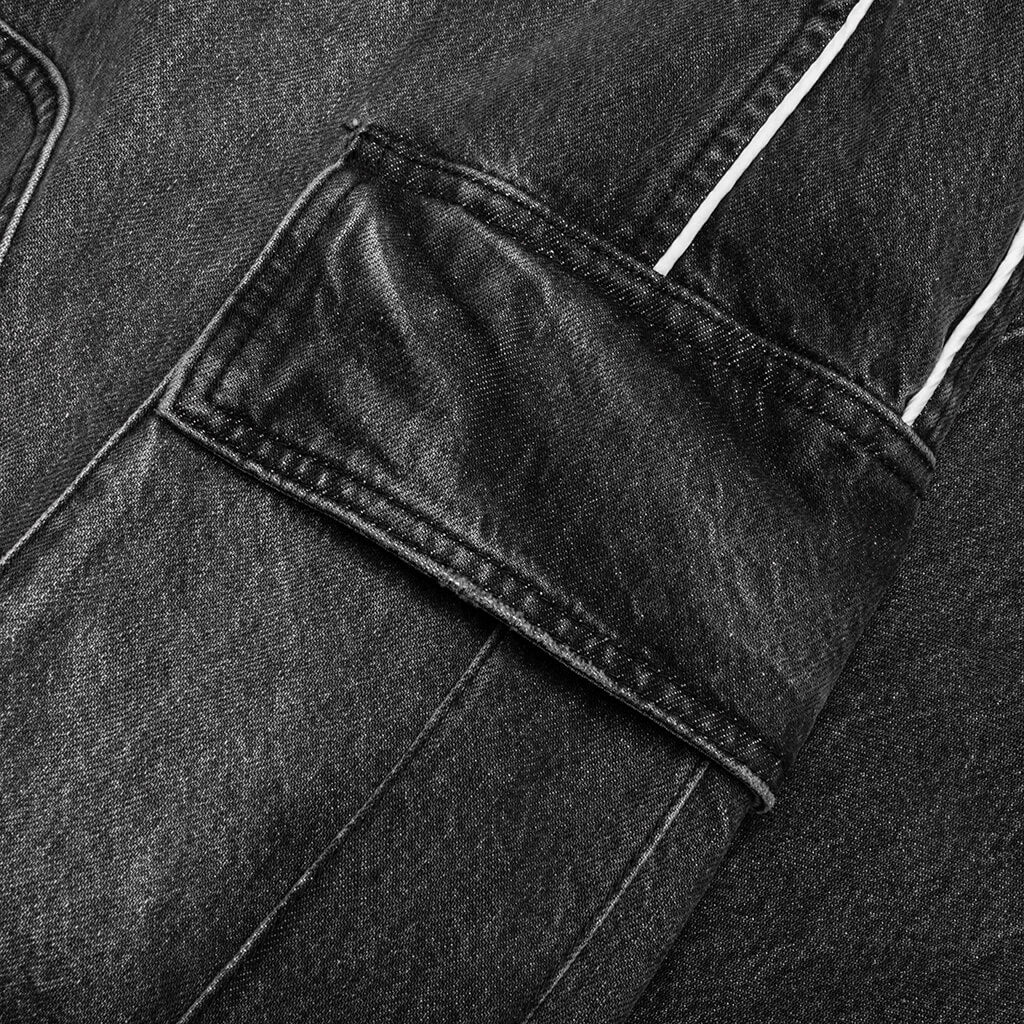 Denim Track Logo Cargo Pants - Dark Wash