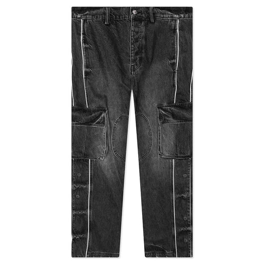 Denim Track Logo Cargo Pants - Dark Wash