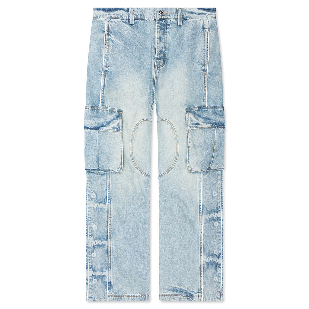 Denim Track Logo Cargos - Light Wash