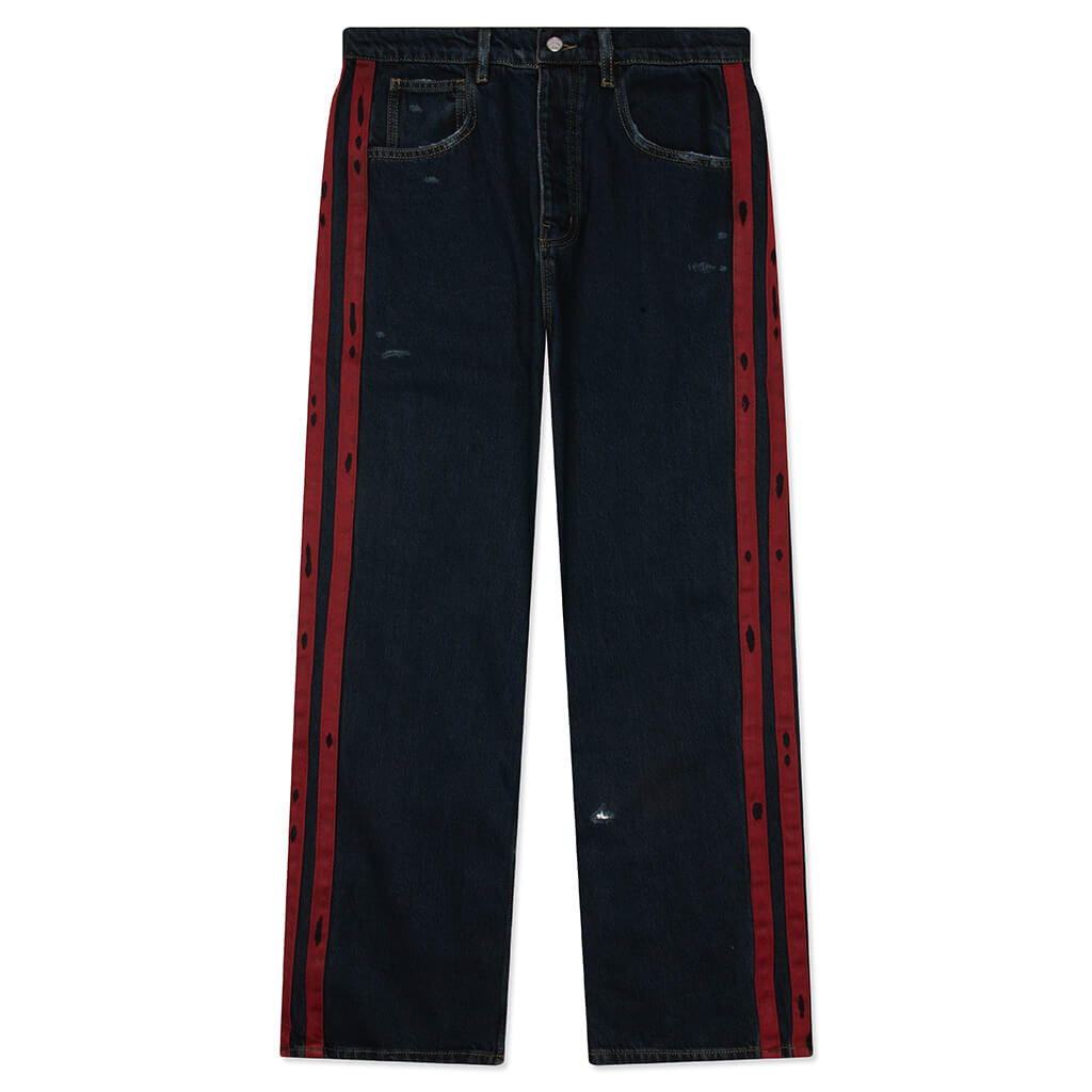 Destroyed Denim Track Pants - Dark Indigo Wash