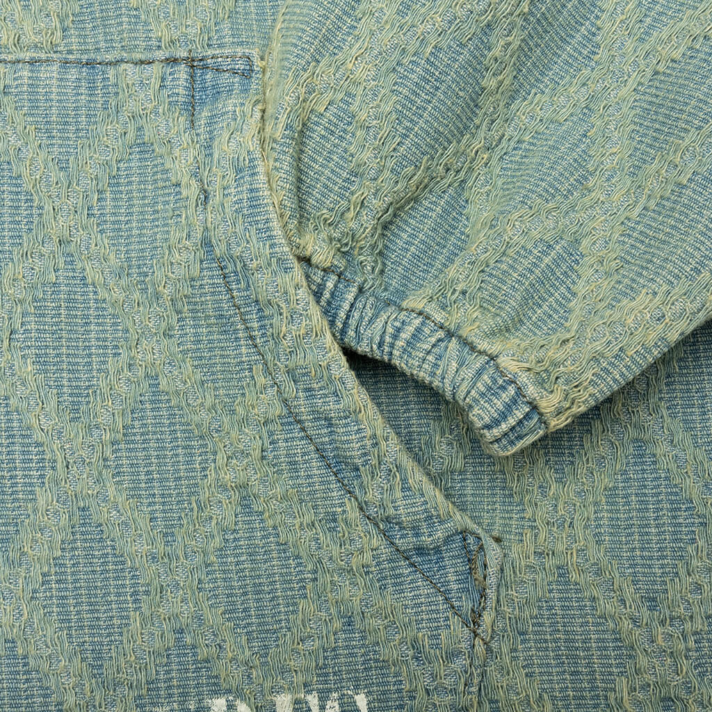 Diamond Jacquard Zip Hoodie - Light Indigo