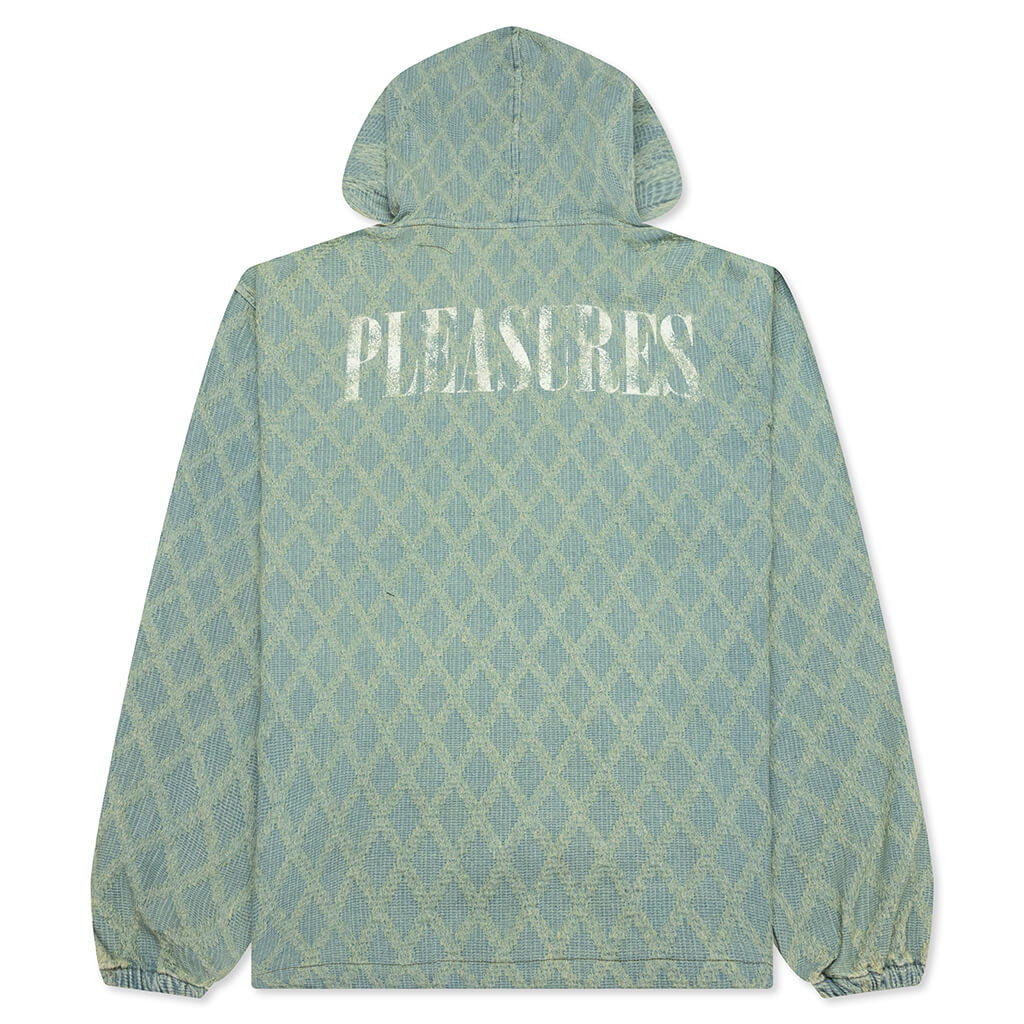 Diamond Jacquard Zip Hoodie - Light Indigo