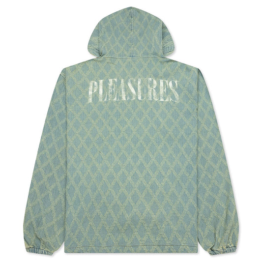 Diamond Jacquard Zip Hoodie - Light Indigo