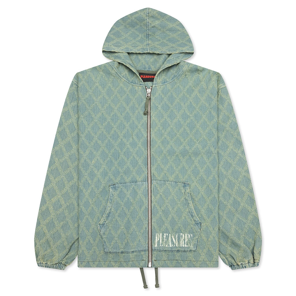 Diamond Jacquard Zip Hoodie - Light Indigo