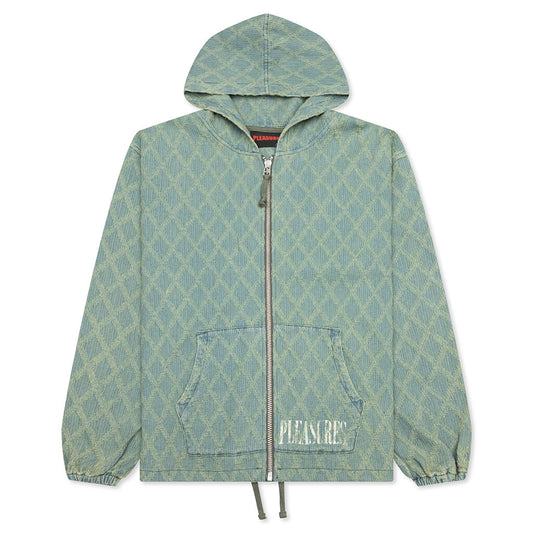 Diamond Jacquard Zip Hoodie - Light Indigo