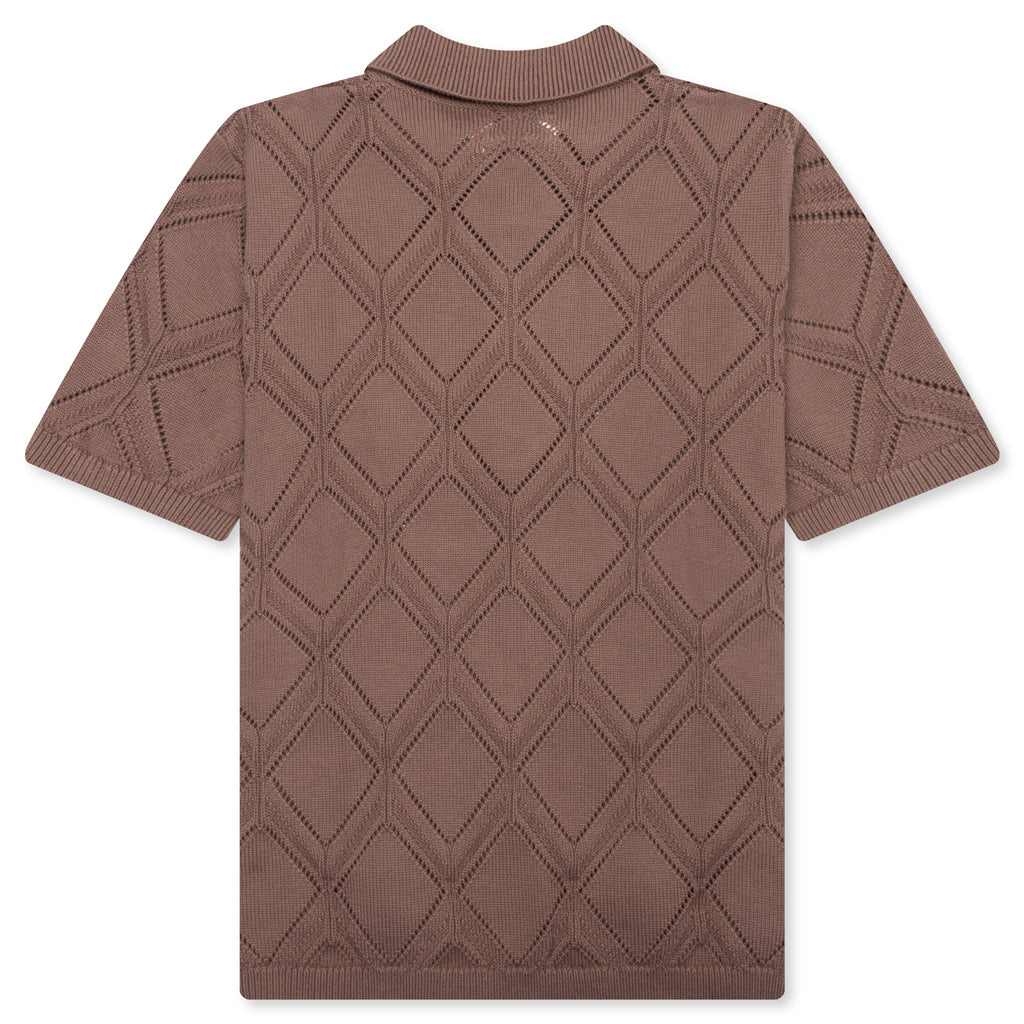 Diamond Knit Polo - Brown